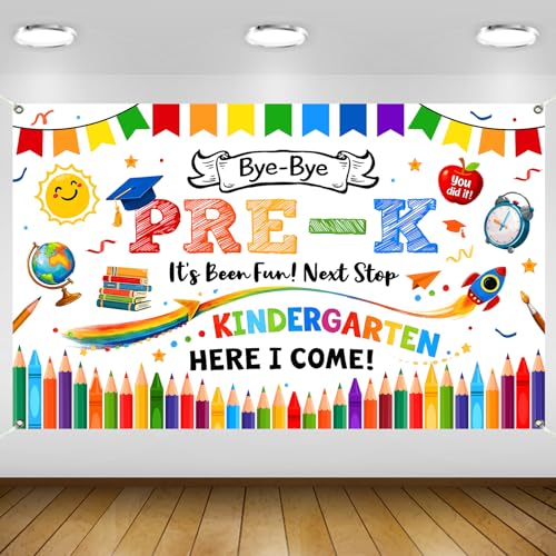 Save 50% on White Preschool Kindergarten Graduation Backdrop Banner