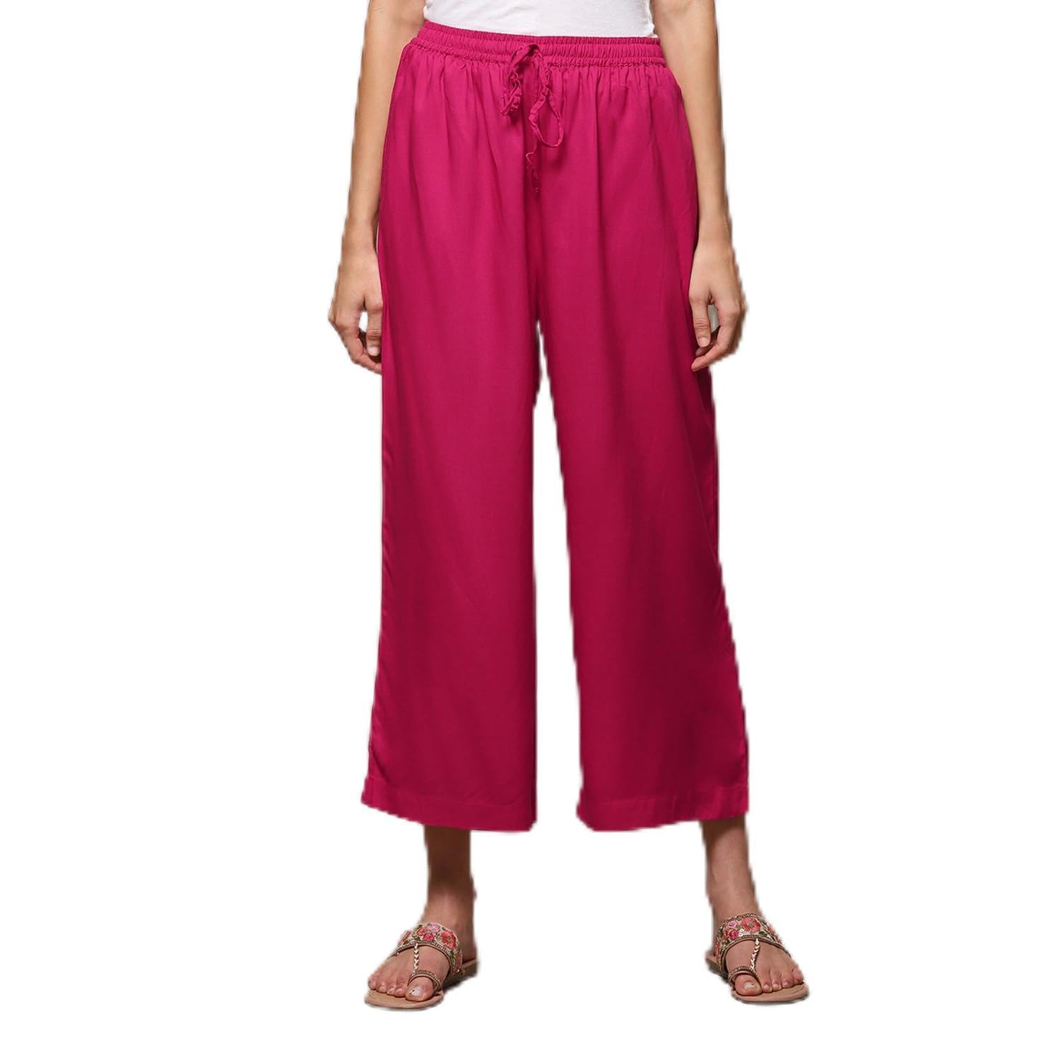 Women Loose Mid Rise Rayon Palazzo