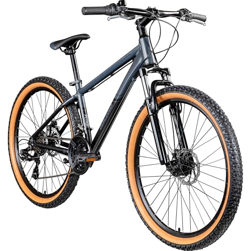 Galano Toxic Mountainbike 26 Zoll ab 145 cm für Damen Herren Mädchen Jungen mit 21 Gang, Federgabel und Scheibenbremse Fahrrad MTB Hardtail Unisex (schwarz, 36 cm)