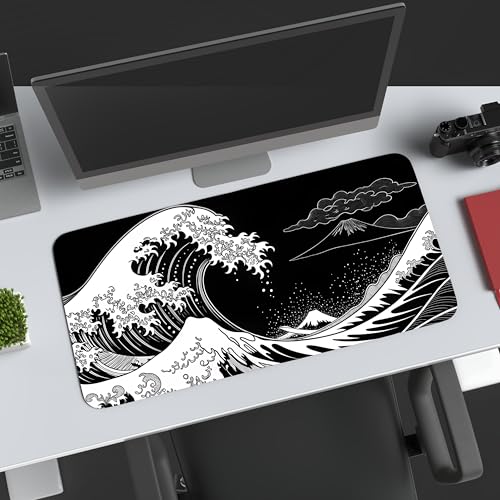 Image of Kuro Tsunami Premium Desk Mat | Anti-Skid | Anti-Slip | 90 * 42 cm | Laptop Mat for Work from Home /Office /Gaming- Extended Mouse pad and Keyboard Desk mat