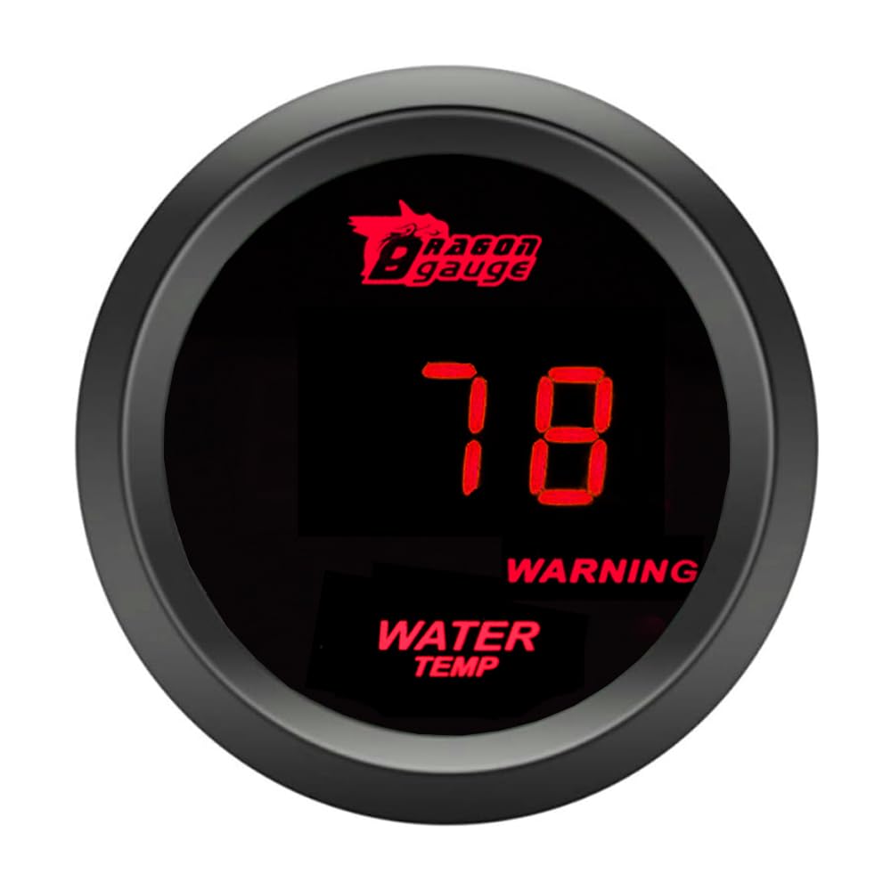 ETOPARS Universal Coche Medidor de Temperatura del Agua 2 Pulgadas 52mm Agua Temperatura Indicador Digital Celsius Temperatura Medidor de Calibre Rojo Luz Temp Instrumentos