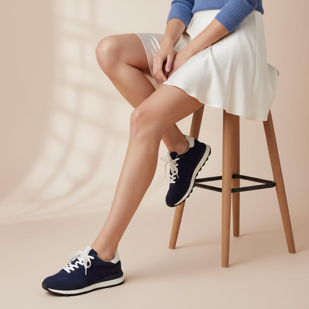 CUSHIONAIRE Kicks Fashion Sneakers for Women, Lightweight Non-Slip Lace Up Shoes with Memory Foam