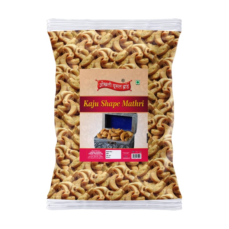 Image of OKHLI MUSAL BRAND Snack-Mathri Rajasthani Homemade Ajwain Black Paper Kaju Namkeen Mathi, Indian Masala Crispy Khasta Matthi, Healthy and Hygienic Snacks, Delightful Ready to Eat Mathri-1Kg*1Pack