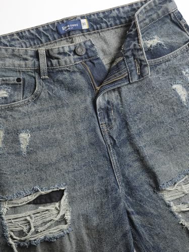 Image of BENE KLEED Men's Distressed Cotton Jeans | Classic Style | Full Sleeves | Baggy Fit |