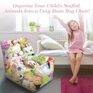Stuffed Animal Storage Clear Bean Bag Chairs for Kids, Transparent Chair Covers to Organize and Store Animal Plush Toys, PVC Beanbag Cover Stuffed Animal Toy Stuffed Animal Storage Clear Bean Bag Chairs for Kids Transparent Chair Covers to Organize and Store Animal Plush Toys PVC Beanbag Cover Stuffed Animal Toy