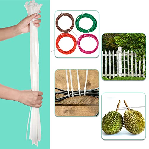 50 Pcs Zip Ties Heavy Duty Strong Large Cable Industrial Sturdy Wire Ties, Awnings Tying Branches Bundling Of Crops Fixed Water Pipes(White,24 Inch X 7.9 Mm) #TOP5