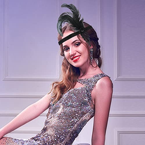 Wllhyf Feather Headwear Headband Flapper Headpiece Black Head Wear 1920S Fashion Bling Rhinestone Hair Accessories For Women Girls Gatsby Themes Party Decoration #TOP6