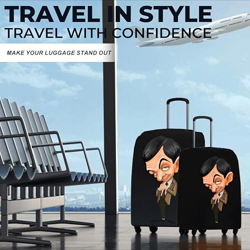 Image of WanderWraps Spendex Polyester Protective Luggage Cover | Hard Luggage Trolley Bag Cover | Washable | Dust Proof | Stretchable | M - 24 inch | Mr Bean