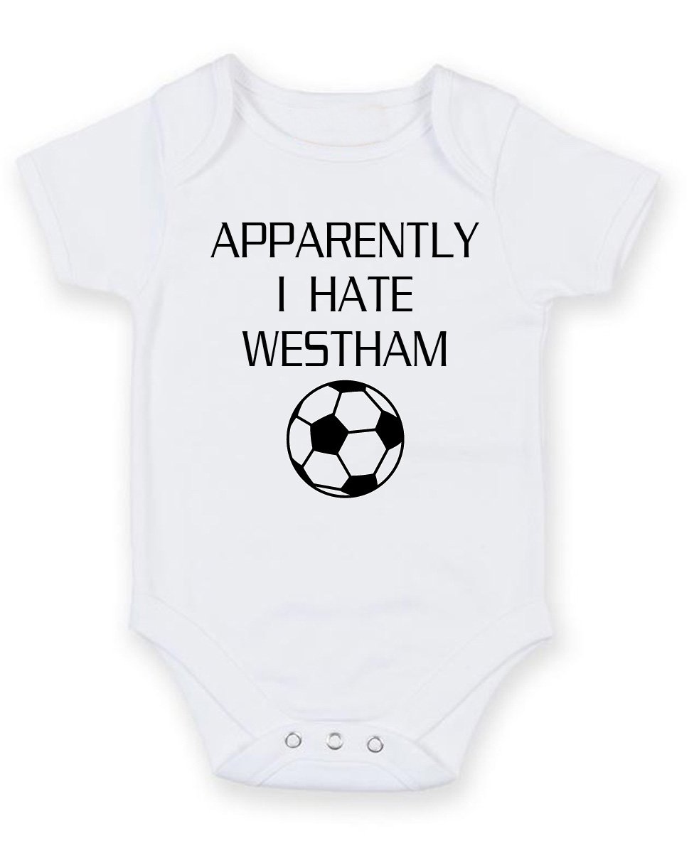 FoxyPrinting Apparently I Hate Westham - Personalised Baby Boy Girl Baby VestUnisex Short Sleeve Bodysuit (6-9 months)