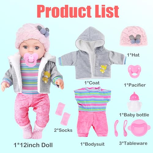 Muñeca Realista Bebé 12 Pulgadas con Ropa y Accesorios miniatura 2
