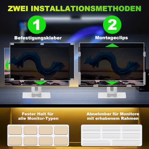 ruord Sichtschutzfolie für 21.5 Zoll 16:9 (47.7x26.8cm) Monitor - Blaulichtfilter & Blendschutz, Abnehmbar Blickschutzfolie | PC Blickschutzfilter für Büro