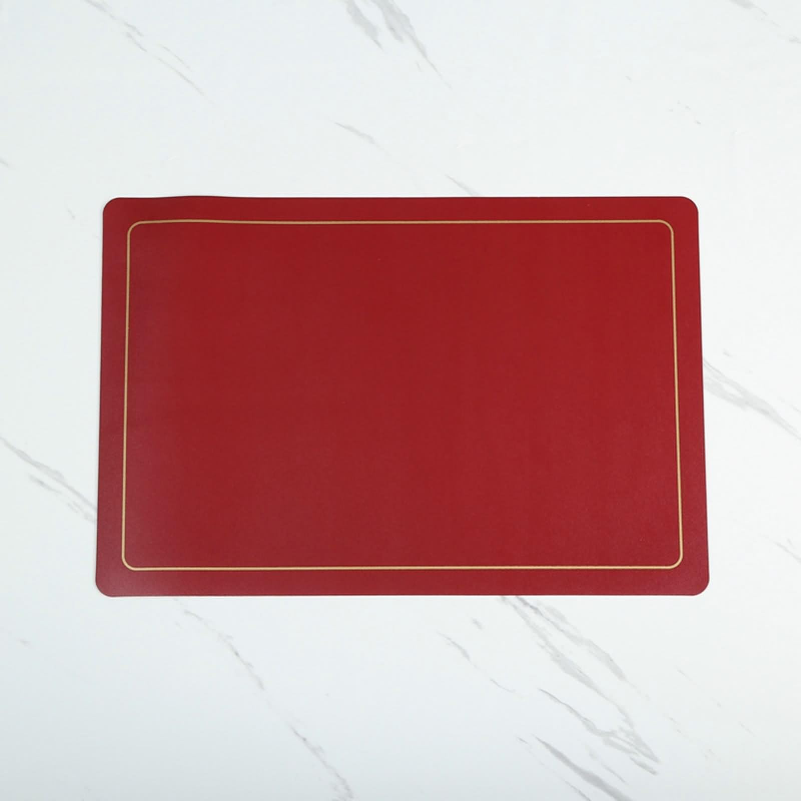 Set de Table 6 Personnes 45x30cm, sous Assiette Rouge Couleur Unie Rectangulaire Cuir