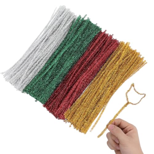 Limpiapipas de chenilla brillantes para manualidades en familia y proyectos escolares caseros