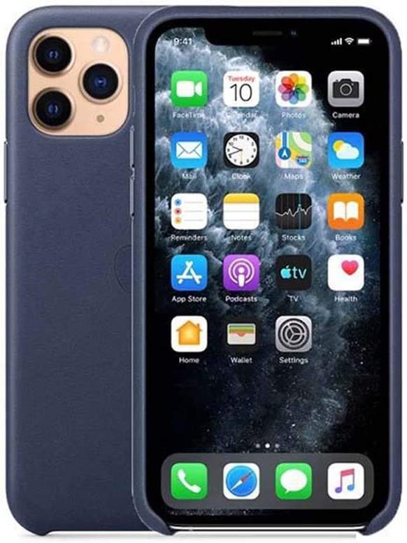 Coque iPhone 11 Pro Max en cuir bleu antichoc de qualité supérieure