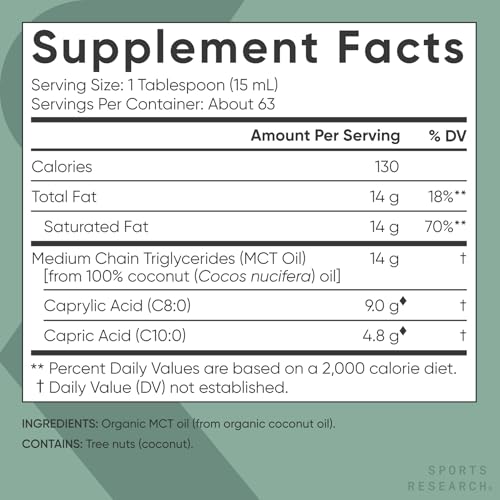 Image of Sports Research Organic Coconut MCT Oil C8+C10-32oz, Unflavored
