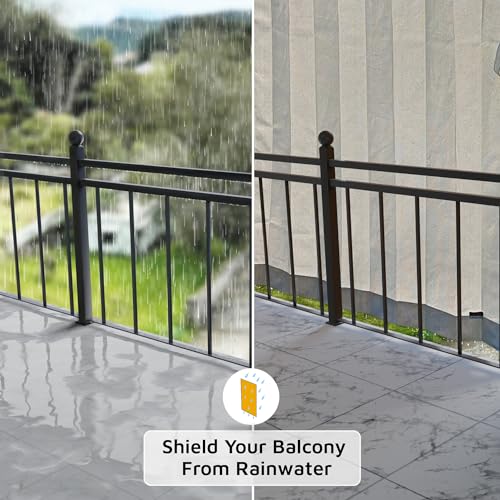 Image of HIPPO Outdoor Balcony Sun, UV & Dust Protection Curtain HDPE Light Filtering 160 GSM Tab-Top Loop with Decorative Button Curtains for Home, Garden, Varanda, Hotel (Sand-White, 3FTX4.5FT, 2 PC)