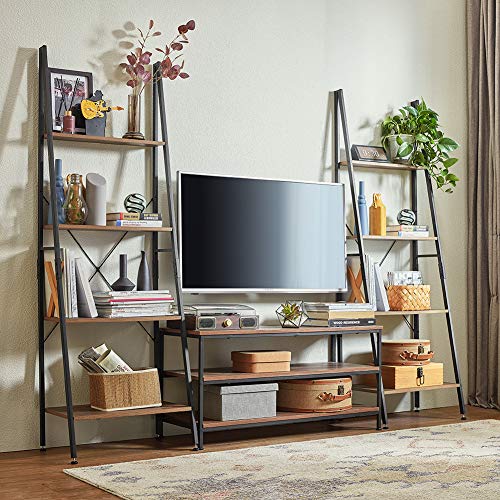 Linsy Home Ladder Shelf Bookcase,Industrial 4 Tier Bookshelf,Storage Rack Shelves for Bathroom, Living Room,Wood Look and Metal Frame,LS200P1-A
