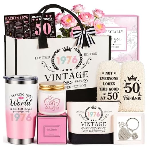 50th Birthday Gifts for Her, Vintage 1976 Happy 50th Birthday Gifts Basket for Women Unique Gift Ideas for 50 Year Old Women Mom, Wife, Sister, Friend, Colleague Funny Bthday Gift Turning 50 Year Old