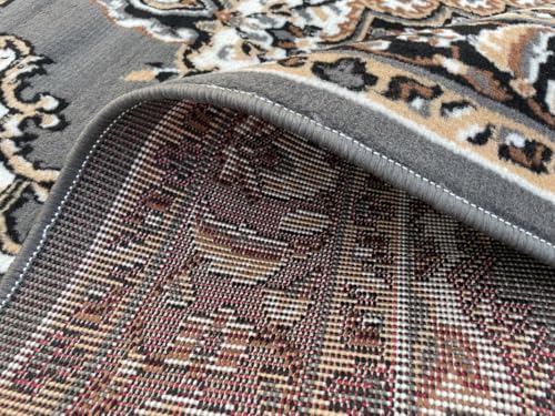 Image of TTC THREAD & TEXTURE CARPET Traditional Comfort: Power-Loomed Carpets for Living Room- Every Space Area Rug Color Grey Size 5x7 Feet (150x195cm)