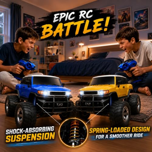 Image of GRAPHENE 1:8 Scale Remote Control Battle Big SUV Car Pack of 2 with Inflated Off-Road Tires High-Speed RC Monster Truck Durable Heavy-Duty Body Arcade 4WD Long Range Toy Car for Kids & Adults