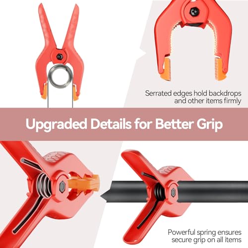 Image of EMART 12 Pack Heavy Duty Spring Clamps 4.5 Inch Plastic Large Professional Backdrop Clips Clamps for Backdrop Stand, Photography Studio, Balloon arch, Photoshoot, Woodworking, Crafts, Pool Cover-Red