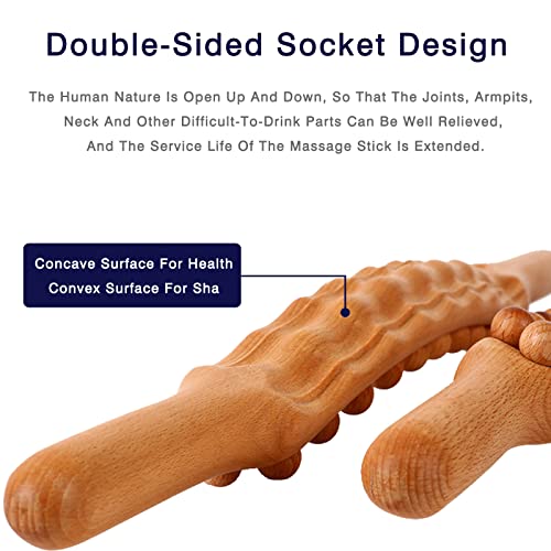 Wood Therapy Massage Roller Stick Tools, For Lymphatic Drainage, Anti Cellulite, Body Sculpting,Ease Neck Back Waist And Leg Pain Handheld Massage Stick (31Beads) (Wood Color) #TOP3