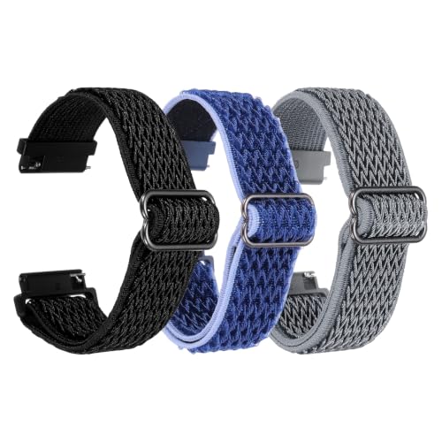 PATIKIL 3Pcs Braided Watch Strap 20mm Black/Dark Grey/Dark Blue