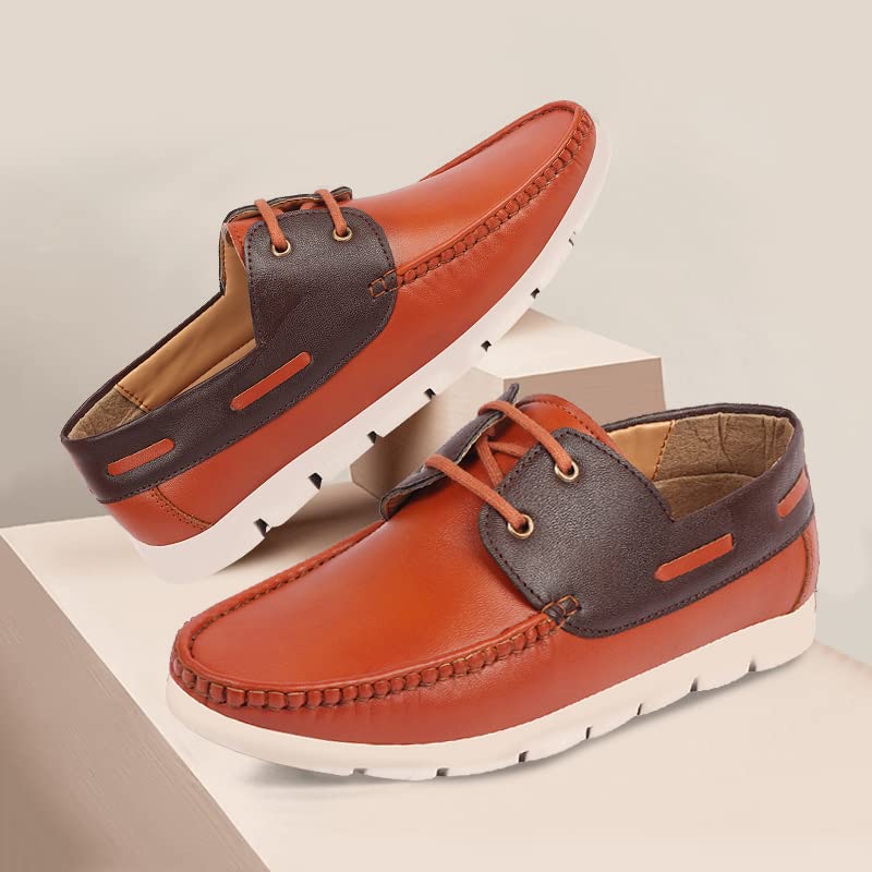Image of FAUSTO Men's Side Lace Stitched Lace Up Boat Shoes