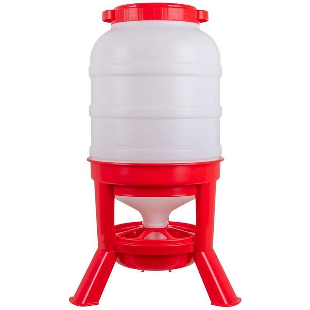 Gaun Fournitures pour Cages Mangeoire De Volaille avec Jambes 40 litres Trémie Rouge