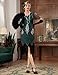 PrettyGuide Women's 1920s Dress Art Deco Fringed Sequin Roaring 20s Flapper Dress Sleeves S Silver Malachite Green