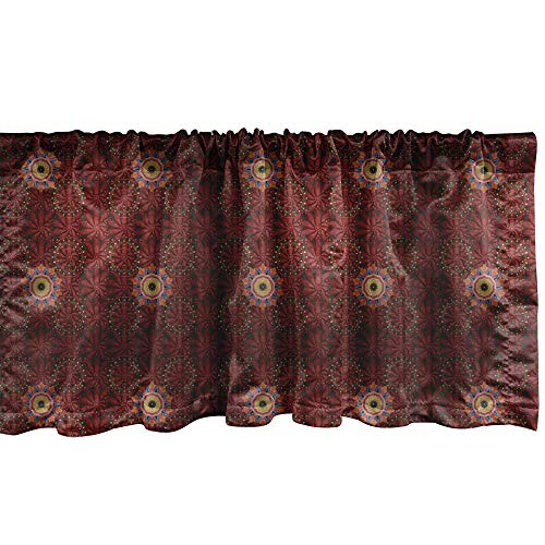 Ambesonne Oriental Window Valance, Abstract Traditional Pattern Of Floral And Medallion Motifs Print, Curtain Valance For Kitchen Bedroom Decor With Rod Pocket, 54" X 12", Burgundy #TOP21