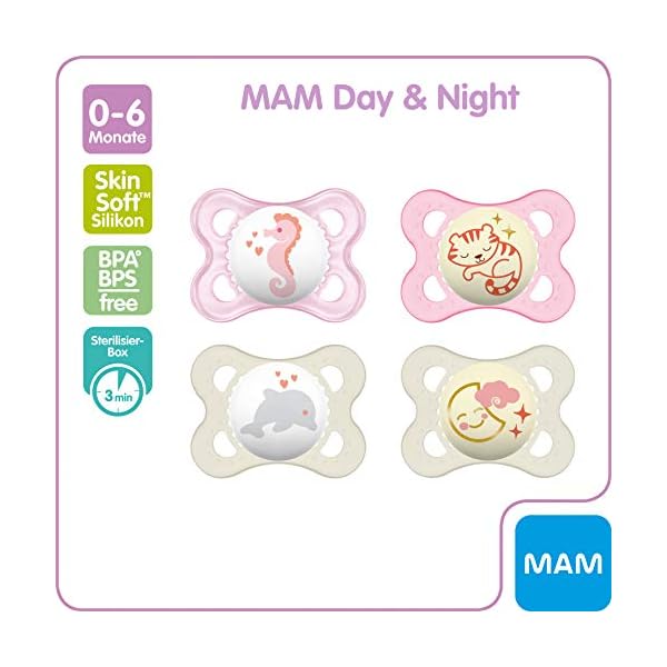 MAM Mam Day Night Schnuller Set Im 4 Er 2 X Original Zahnfreundlicher Silikonschnuller Aus Speziellem – Bild 3
