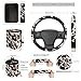 Dreaweet Brown Cow Print Car Seat Covers Full Set for Women Cute Car Accessories Seat Cover with Wheel Cover Seatbelt Covers Car Coasters Trash Bag Vent Storage Bag Rearview Mirror Cover Keychain