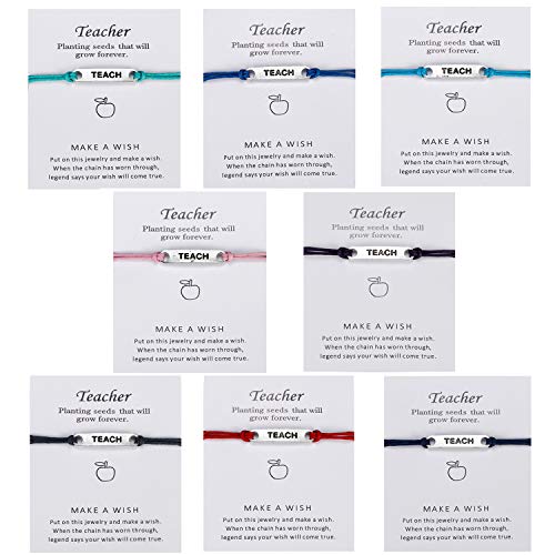 VALIJINA 8 Pieces Teach Blessing Card Bracelets for Women Men Colorfu Greeting Bracelets