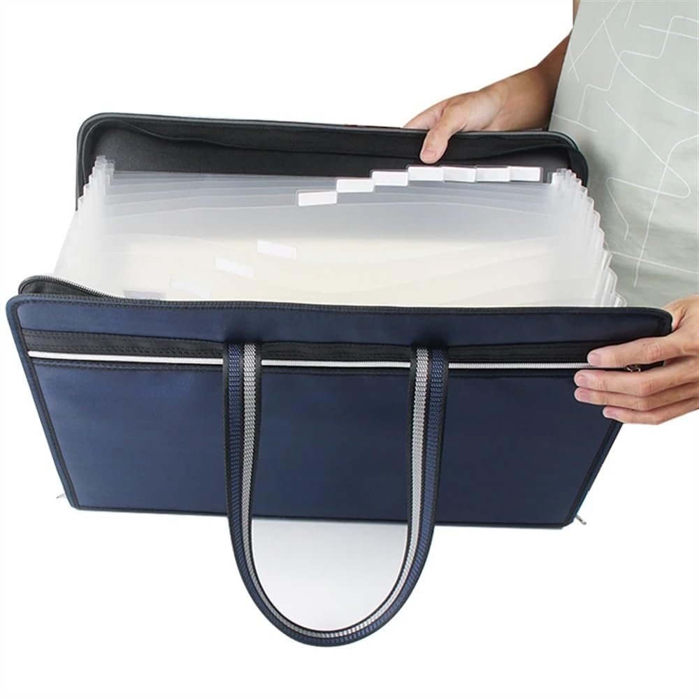 Scatola organizer per cartelle Cartella A3 Borsa multistrato di grande capacità Pacchetto artistico portaoggetti con cerniera in tessuto Oxford(Nero)