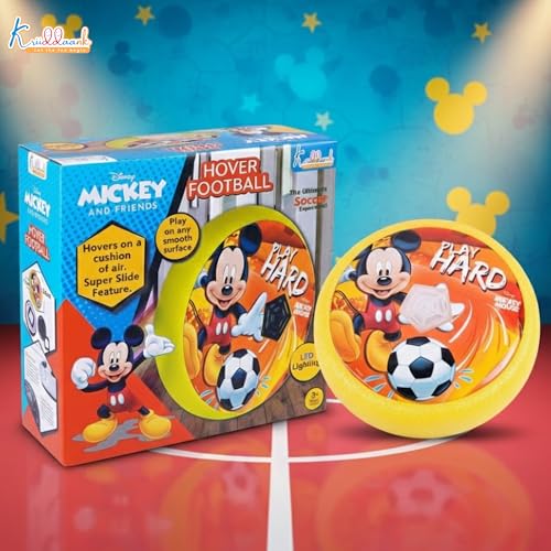 Image of Disney Mickey Hover Football - LED Light Up Air Power Soccer Ball for Kids - Safe Indoor Game with Soft Foam Bumper - Interactive Sport Toy for Boys & Girls Ages 3+ - Ideal Birthday Gift
