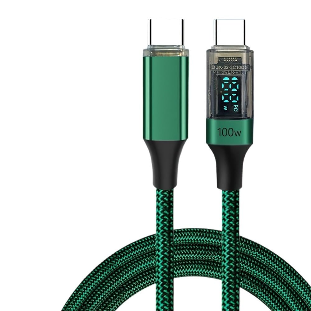 Kabel USB C PD 100 W cyfrowy wyświetlacz, przewód danych USB C do C, 0,5 m, 1 m, 2 m, szybki znak, ge typ / C ładowanie (2 m, zielony)