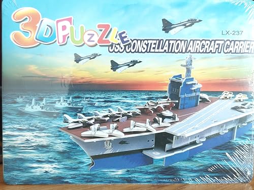 Image of 3D DIY Building Puzzle, Aircraft Carrier, Ship, Naval Ship Model.