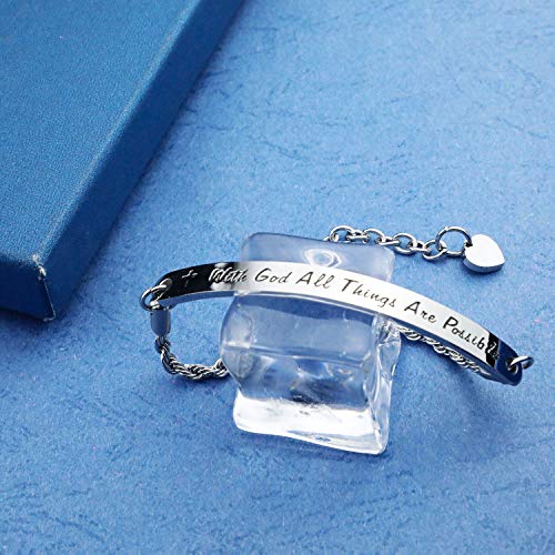 G-Ahora Christian Gift with God All Things are Possible Faith Bracelet Religious Jewelry Cross Bracelets for Women Baptism Gift(BR-Withgod) - Image 5