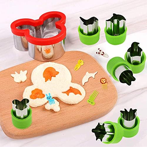 30 Pcs Cookie Cutters Stainless with Comfort Grip Steel Sandwich Vegetable Cutters Set, Animal Shapes DIY Cake Decoration Molds Fruit Chocolate Cutters with Fork and Brush for Holiday Party Bake Gift