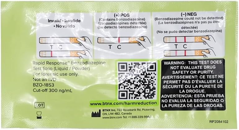 Rapid Response Benzodiazepine Test Strip Drug Checking Test for Liquid and Powder Substances, Quick Results in Minutes, Easy to Use, High Sensitivity - 10 Tests