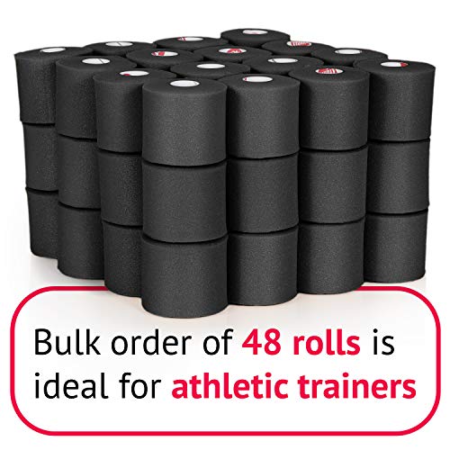 Cramer Tape Underwrap, Bulk Case Of 48 Rolls Of Prewrap For Athletic Taping, Hair Tie, Headband, Patellar Support, Pre-Wrap Athletic Tape Supplies, 2.75" X 30 Yard Rolls Of Pre Wrap Black #TOP3