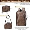 Faux Leather Messenger Bag for Men: 17.3 Inch Laptop Bag Briefcasen Convertible Backpack 3 in 1 Computer Handbags Work Bag Shoulder Crossbody Bags Office, Coffee #2