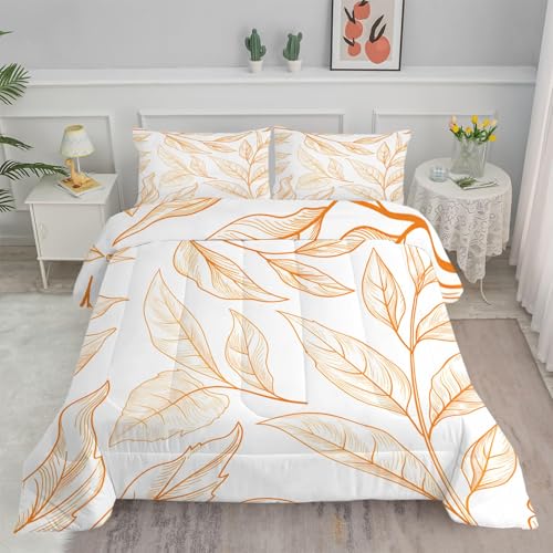 Linfye Piumini Letto Singolo Foglie Di Rami Piumino 4 Stagioni Letto Singolo 135x200 Piumone Autunnale Invernale 135 X 200, Trapunta 200x135, Microfibra Caldo Morbido JS70