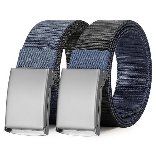 WERFORU Men Tactical Belt Nylon Belt for Men Golf Belt Reversible Belt with Flip-Top Metal Buckle Hiking Work-2-in-1 Belt