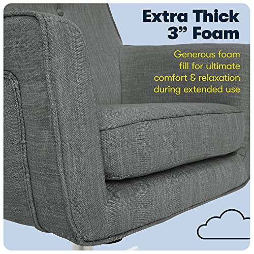 Serta Ashland Ergonomic Home Office Chair With Memory Foam Cushioning Chrome-Finished Stainless Steel Base, 360-Degree Mobility, Fabric, Grey #TOP6