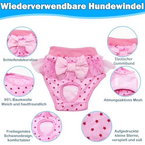 3 Stück Physiologische Hosen für Haustiere, Weiblich Hund Windel, Wiederverwendbare Hundewindel, Waschbar Hund Windeln Hose für weibliche Welpen und Hunde mit Harninkontinenz (M)