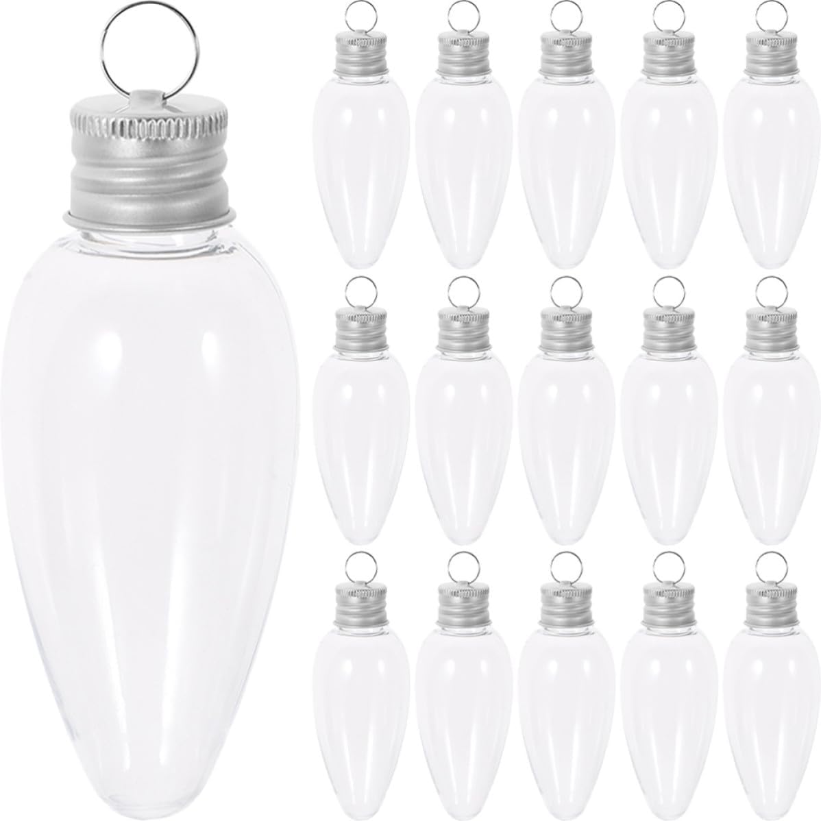 Luxshiny 20pcs Bulb Shape Candy Bottles 35ml Pet Material Christmas Hanging Decoration Lightweight Candy Containers for Bridal Showers and Engagement Parties