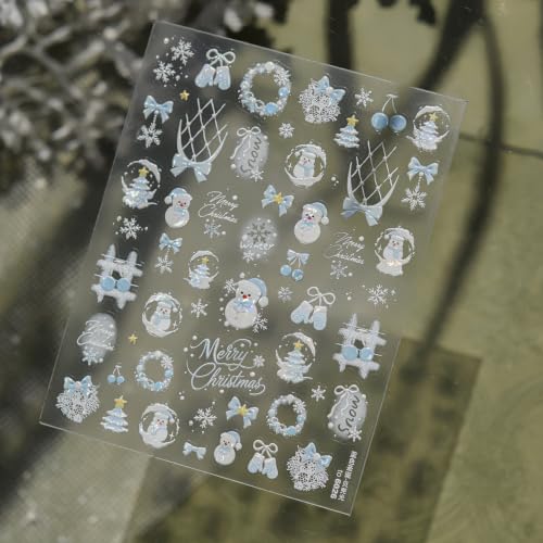 Image of Snowman Nail Stickers Decals Christmas Nail Art Stickers Winter Nail Decals