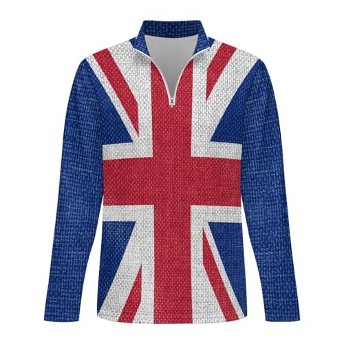British Flag Men's Knit Polo- Sweater Classic Convenient Long Sleeve Zipper Pullover Sweater3